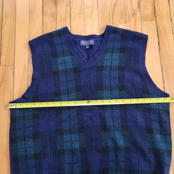 Brooks Brothers Italian Yarn L Merino Wool Sweater Vest Blue Tartan Plaid Preppy - Picture 5 of 12